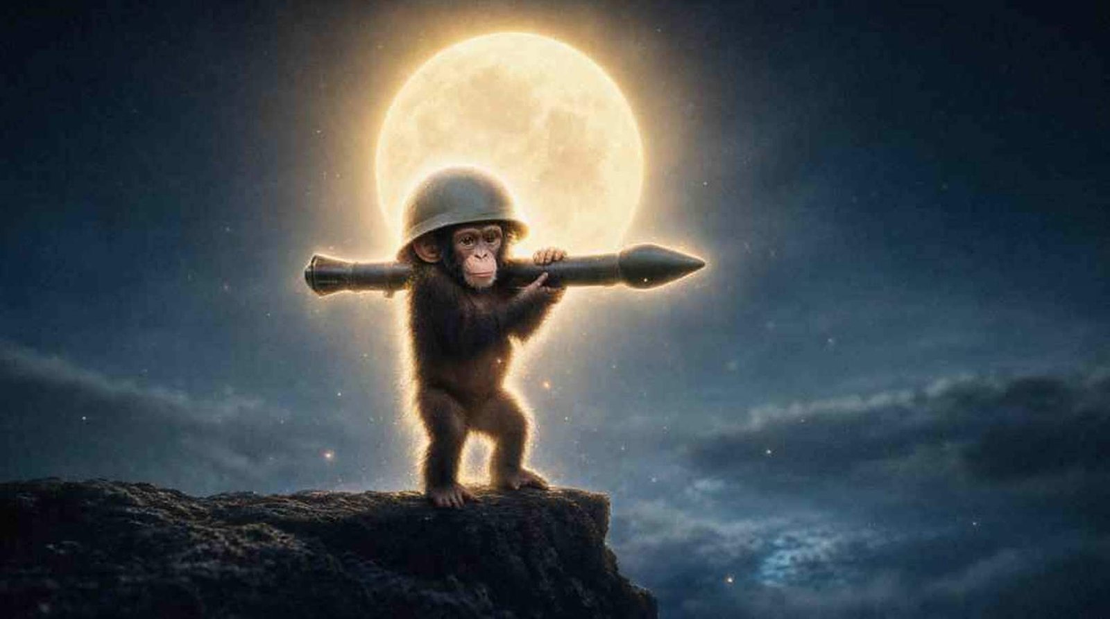 The ape under a giant moon